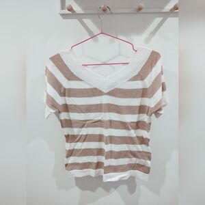 2/$10 3/$12 White and Tan Short Sleeve T-Shirt